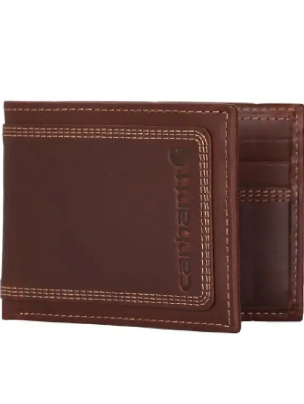 Carhartt Leather Triple-Stitched Passcase Wallet- Dark Brown
